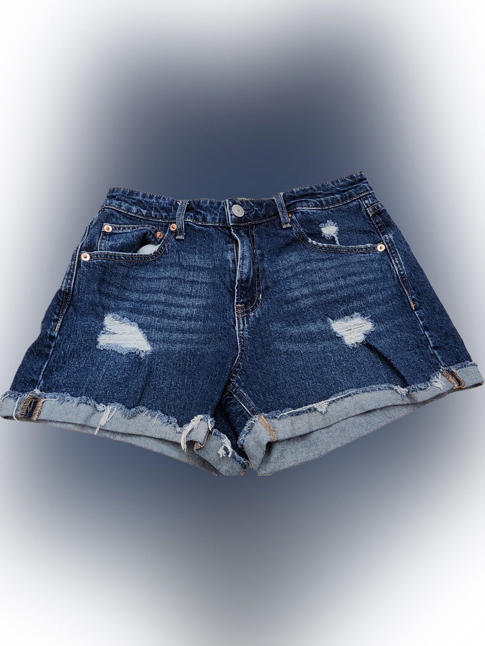 NOBO Distressed Dark Blue Jean Shorts